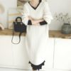 Mid-Calf Knitting V-Neck Korean Style Straight Sweater Dress - Image 13