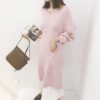 Mid-Calf Knitting V-Neck Korean Style Straight Sweater Dress - Image 3