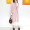 Mid-Calf Knitting V-Neck Korean Style Straight Sweater Dress - Image 5