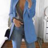 Notched Collar Flattering Long Length Casual Blazer - Image 10