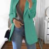 Notched Collar Flattering Long Length Casual Blazer - Image 11