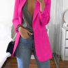 Notched Collar Flattering Long Length Casual Blazer - Image 12