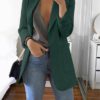 Notched Collar Flattering Long Length Casual Blazer - Image 13