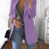 Notched Collar Flattering Long Length Casual Blazer - Image 15