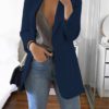 Notched Collar Flattering Long Length Casual Blazer - Image 3