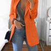 Notched Collar Flattering Long Length Casual Blazer - Image 4