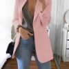 Notched Collar Flattering Long Length Casual Blazer - Image 5