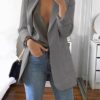 Notched Collar Flattering Long Length Casual Blazer - Image 8