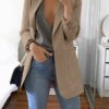 Notched Collar Flattering Long Length Casual Blazer - Image 9