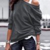 Off Shoulder Long Sleeves Casual Blouse - Image 6