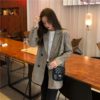 Office Ladies Notched Collar Plaid Double Breasted Blazer - Image 7