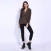 Office Lady Notched Double Breasted Corduroy Blazer