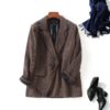 Office Lady Notched Double Breasted Corduroy Blazer - Image 7