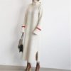 Patchwork Turtleneck Straight Knitting Warm Office Ladies Sweater Dress - Image 4