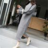 Patchwork Turtleneck Straight Knitting Warm Office Ladies Sweater Dress - Image 8