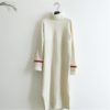 Patchwork Turtleneck Straight Knitting Warm Office Ladies Sweater Dress - Image 9