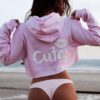 Printed Midriff Cut Hoodie Style Sweatshirt