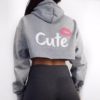 Printed Midriff Cut Hoodie Style Sweatshirt - Image 2