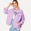 Ripped Drop Shoulder Casual Denim Jackets - Image 2