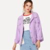Ripped Drop Shoulder Casual Denim Jackets - Image 4