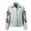 Rose Embroidery Floral  Long Sleeve Patchwork Denim Jeans Jacket - Image 4