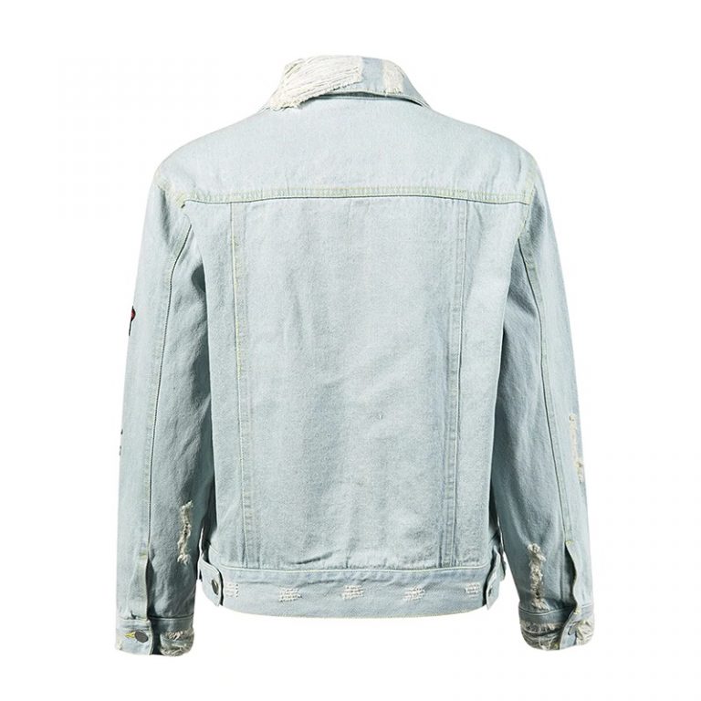 Rose Embroidery Floral  Long Sleeve Patchwork Denim Jeans Jacket - Image 5