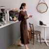 Sashes Bow Solid Straight Warm Casual Office Ladies Sweater Dress - Image 5