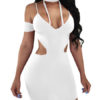 Sexy Crewneck Cut Out Bodycon Dress - Image 3