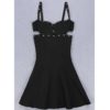 Sexy Hollow Out Rivet Bodycon Dress - Image 3