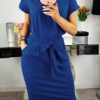 Short Cuffed Sleeves Midi Dress - Image 12