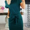 Short Cuffed Sleeves Midi Dress - Image 13
