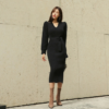 Skinny Knitting Sashes Warm Split Korean Style Casual Sweater Dress - Image 8