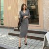 Skinny Knitting Sashes Warm Split Korean Style Casual Sweater Dress - Image 7
