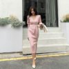 Skinny Knitting Sashes Warm Split Korean Style Casual Sweater Dress - Image 6