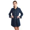 Slim Long Sleeve Cotton Washed Denim Fancy Shirt Dress