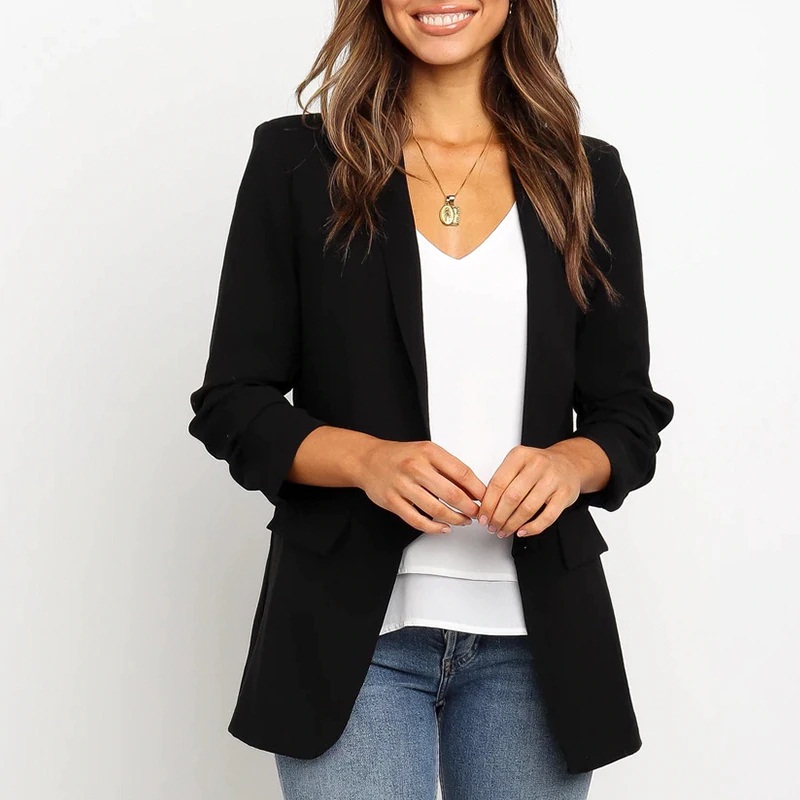 Solid Casual Turn Down Fashion Vintage Blazers - Image 5