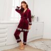 Solid Contrast Lace Casual Nightwear - Image 2