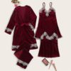 Solid Contrast Lace Casual Nightwear