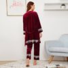 Solid Contrast Lace Casual Nightwear - Image 3