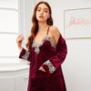 Solid Contrast Lace Casual Nightwear - Image 5