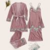 Solid Contrast Lace Casual Nightwear - Image 6