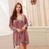 Solid Contrast Lace Casual Nightwear - Image 7