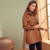 Faux Leather Belted Outwear Coats - Image 2