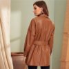 Faux Leather Belted Outwear Coats - Image 3