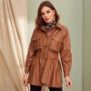 Faux Leather Belted Outwear Coats - Image 4