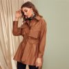 Faux Leather Belted Outwear Coats - Image 5