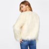 Solid Fluffy Glamorous Faux Fur Coat - Image 2