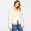 Solid Fluffy Glamorous Faux Fur Coat - Image 4