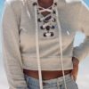 Sweat-Style Front Lace Crop Top