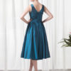 Taffeta A Line Party Knee Length V Neck Cocktail Bridesmaid Dress With Flower - Image 4